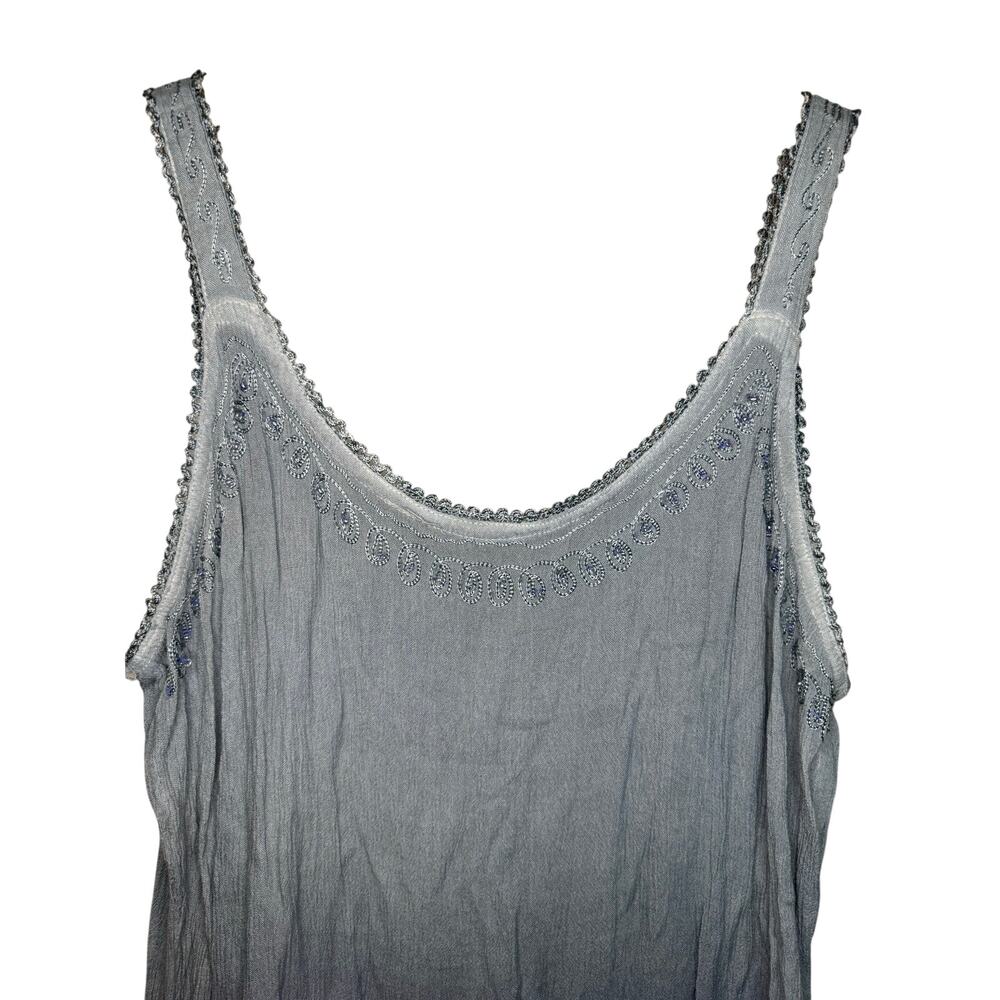 Raya Sun Embroidered Ombré Tank Sun Dress Size M Purple India Beach Palm Tree - Picture 2 of 5